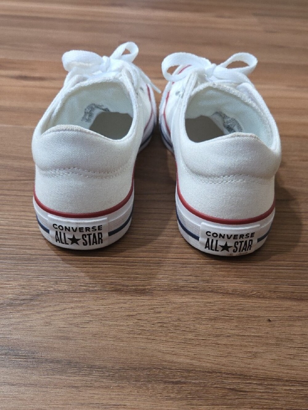 Converse White Low Top Sneakers with Red Trim - Picture 3 of 8